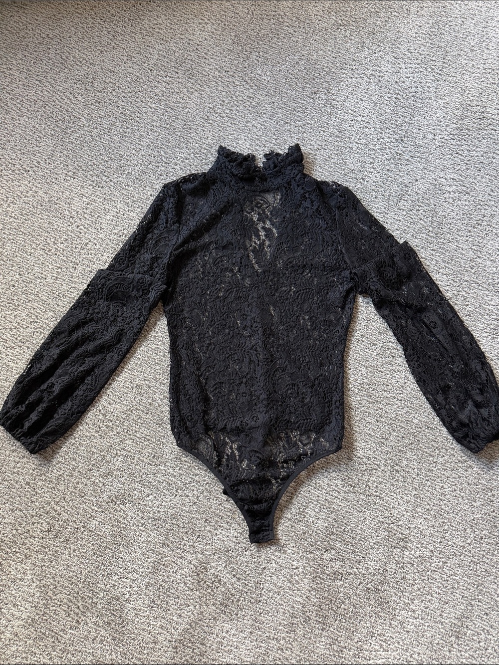 Nasty Gal Black Crochet Lace Bodysuit